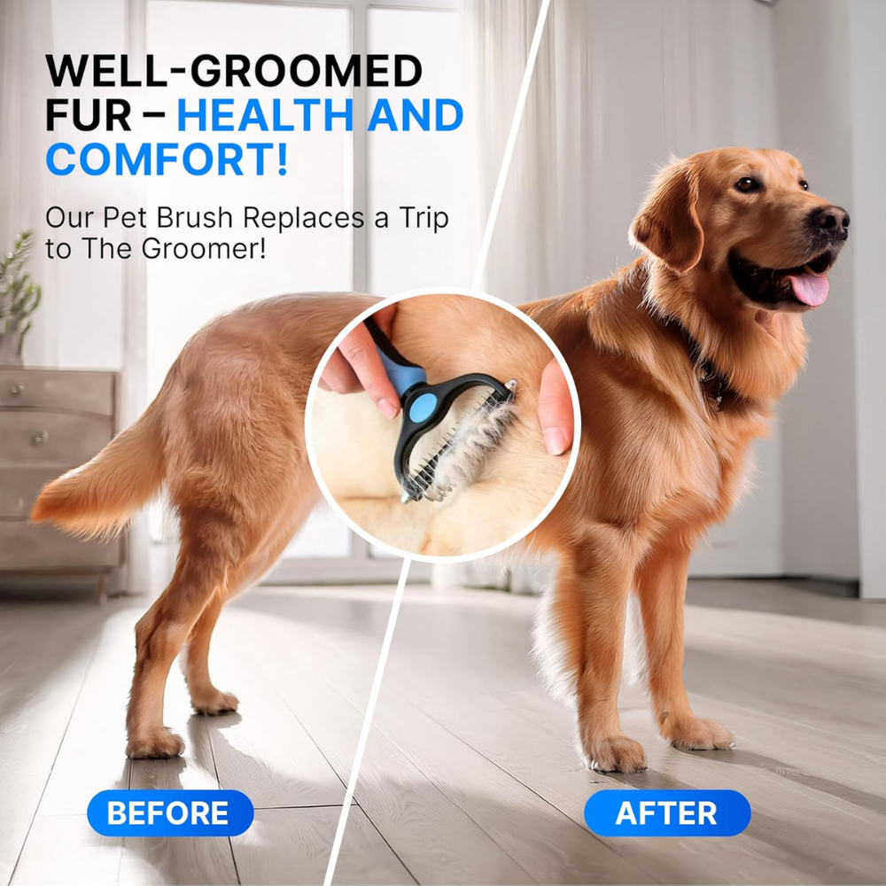Dog Rake Brush for Shedding & Undercoat Care