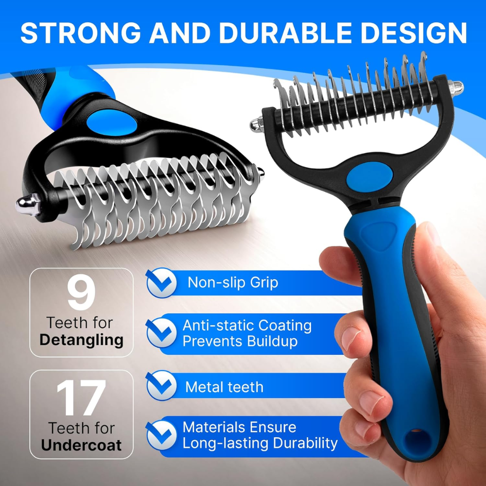 Dog Rake Brush for Shedding & Undercoat Care