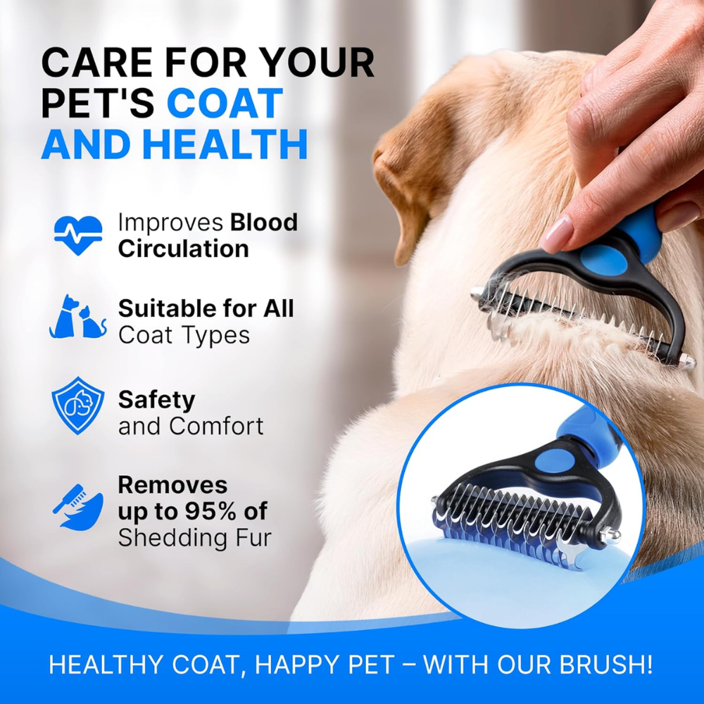 Dog Rake Brush for Shedding & Undercoat Care