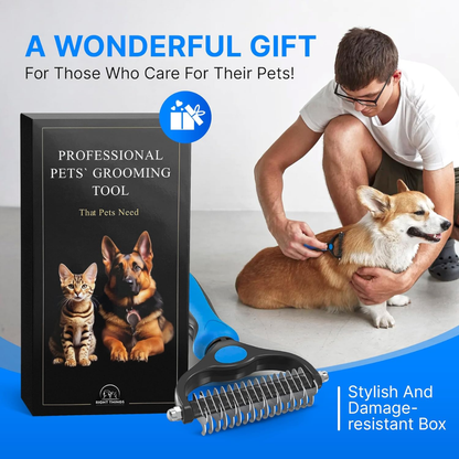 Dog Rake Brush for Shedding & Undercoat Care