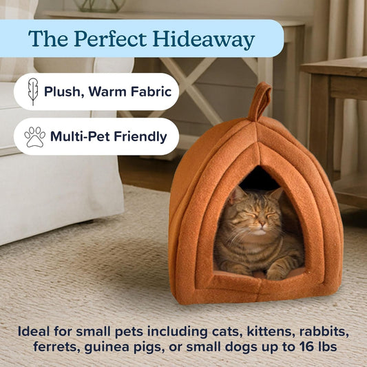 Cat House - Indoor Cat Bed with Removable Foam Cushion - Pet Tent for Kittens, Rabbits, Guinea Pigs, and Other Small Animals by  (Brown)